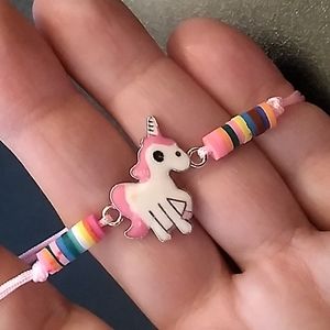 BBTO Gorgeous Unicorn Bracelet w Pink Cording up to 10 inches